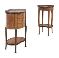 Two Louis XV/XVI Style Marble-Top Occasional Tables