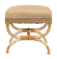 A North European Neoclassical Painted and Parcel-Gilt Stool