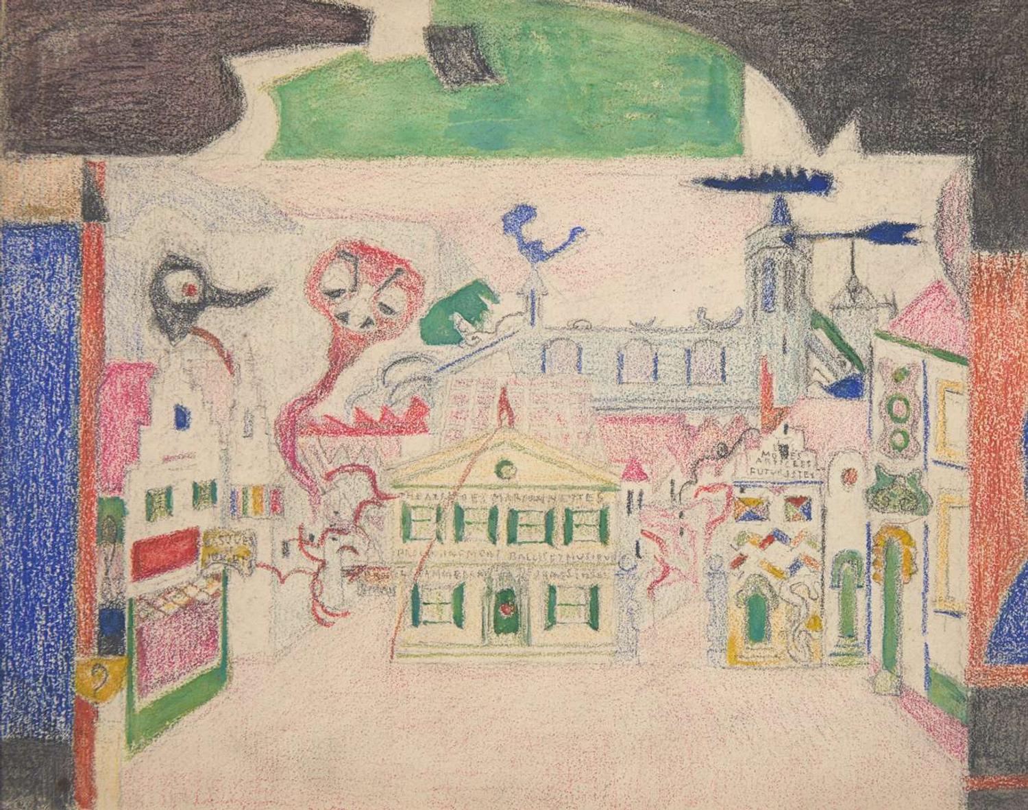 James Ensor (Belgian, 1860-1949) - Place Publique d'Ostende (Théâtre des Marionettes from La Gamme d'Amour)