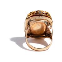 A Renaissance Amber Cameo of a Striding Lion — Set in a 19th Century gold ring