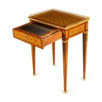 A Louis XVI Ormolu-Mounted Tulipwood, Sycamore and Boxwood Parquetry Table à Écrire