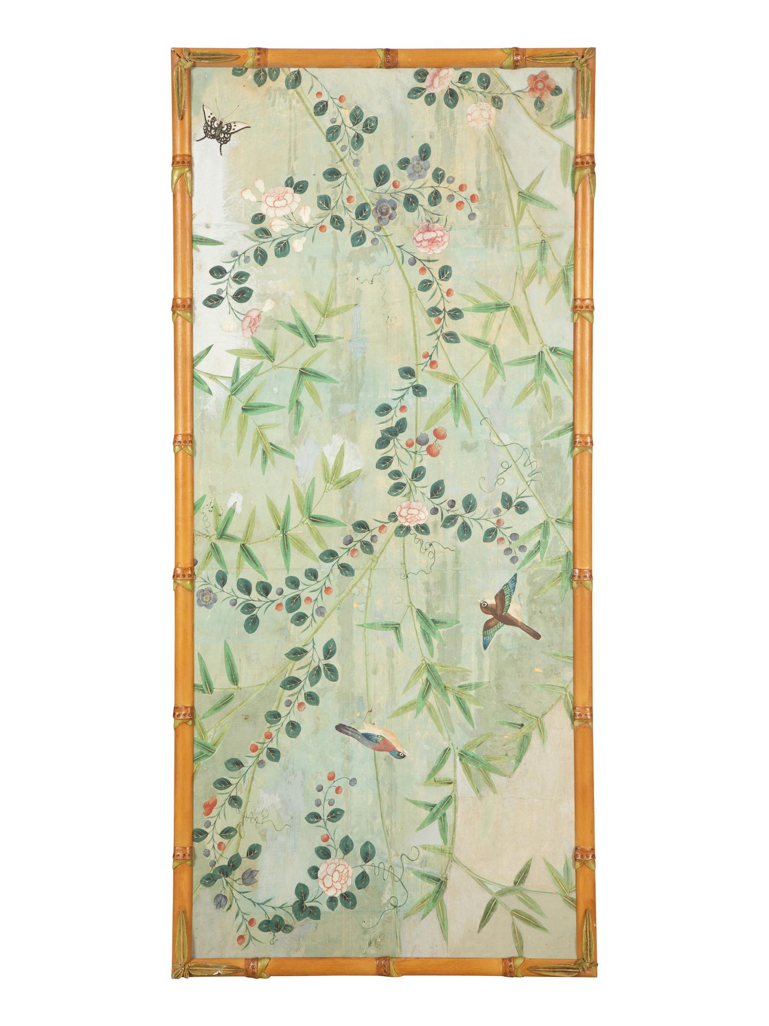 Three Chinoiserie Wall Paper Panels — 19th/20th Century