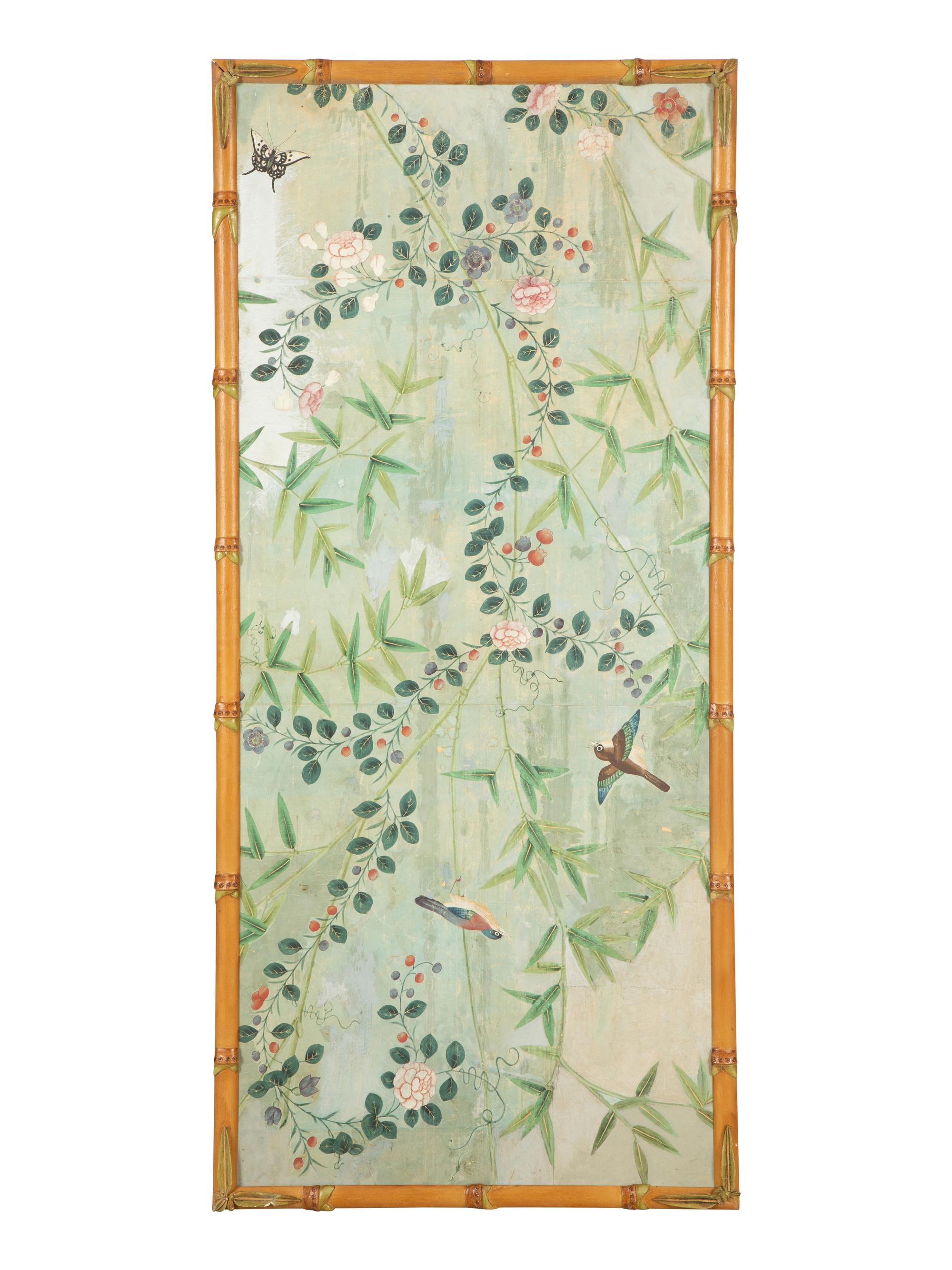 Three Chinoiserie Wall Paper Panels — 19th/20th Century