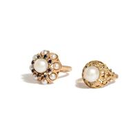TWO YELLOW GOLD AND CULTURED PEARL RINGS