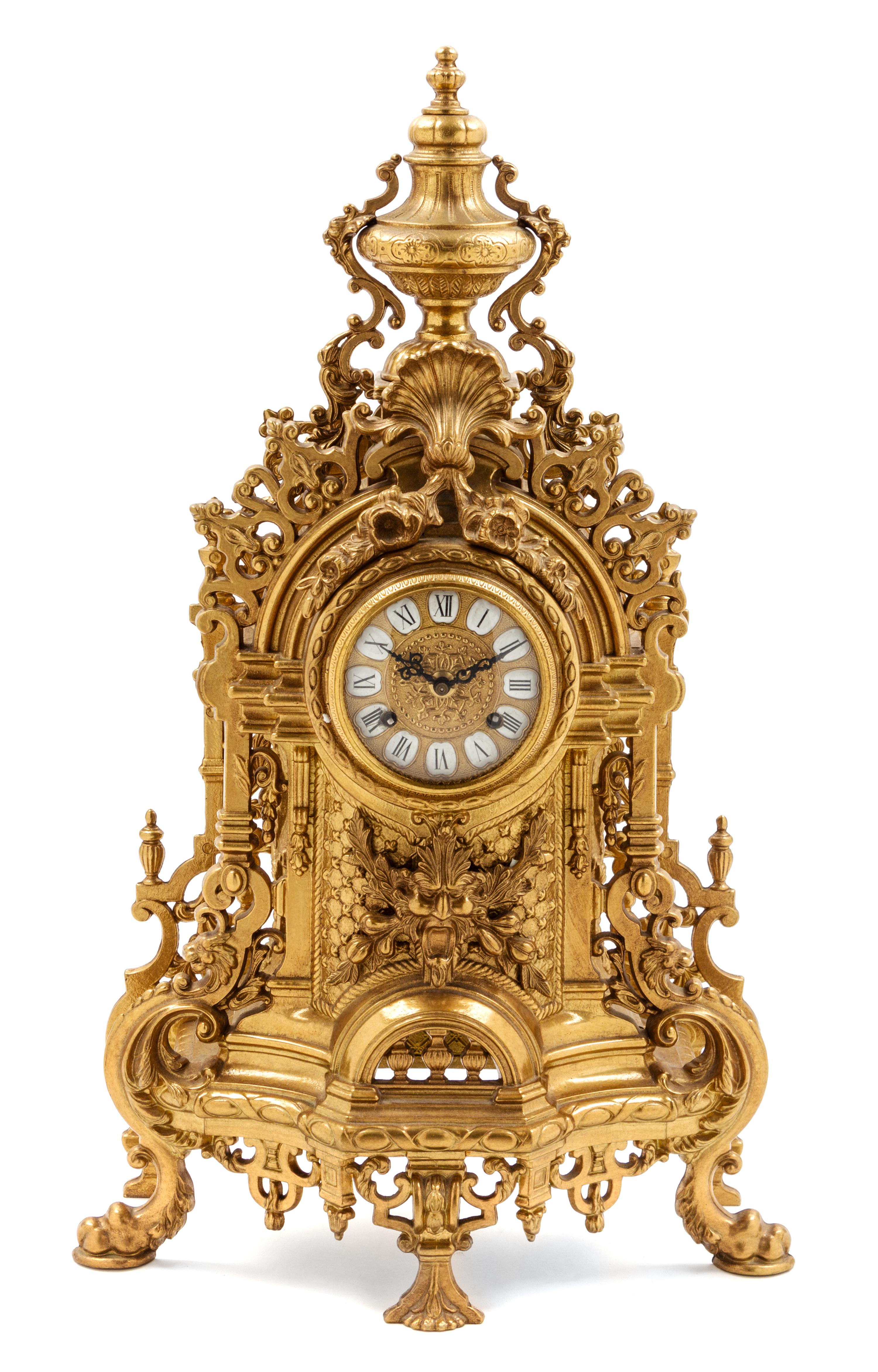 A French Gilt Metal Mantel Clock Height 24 inches. — LATE 19TH/EARLY 20TH CENTURY