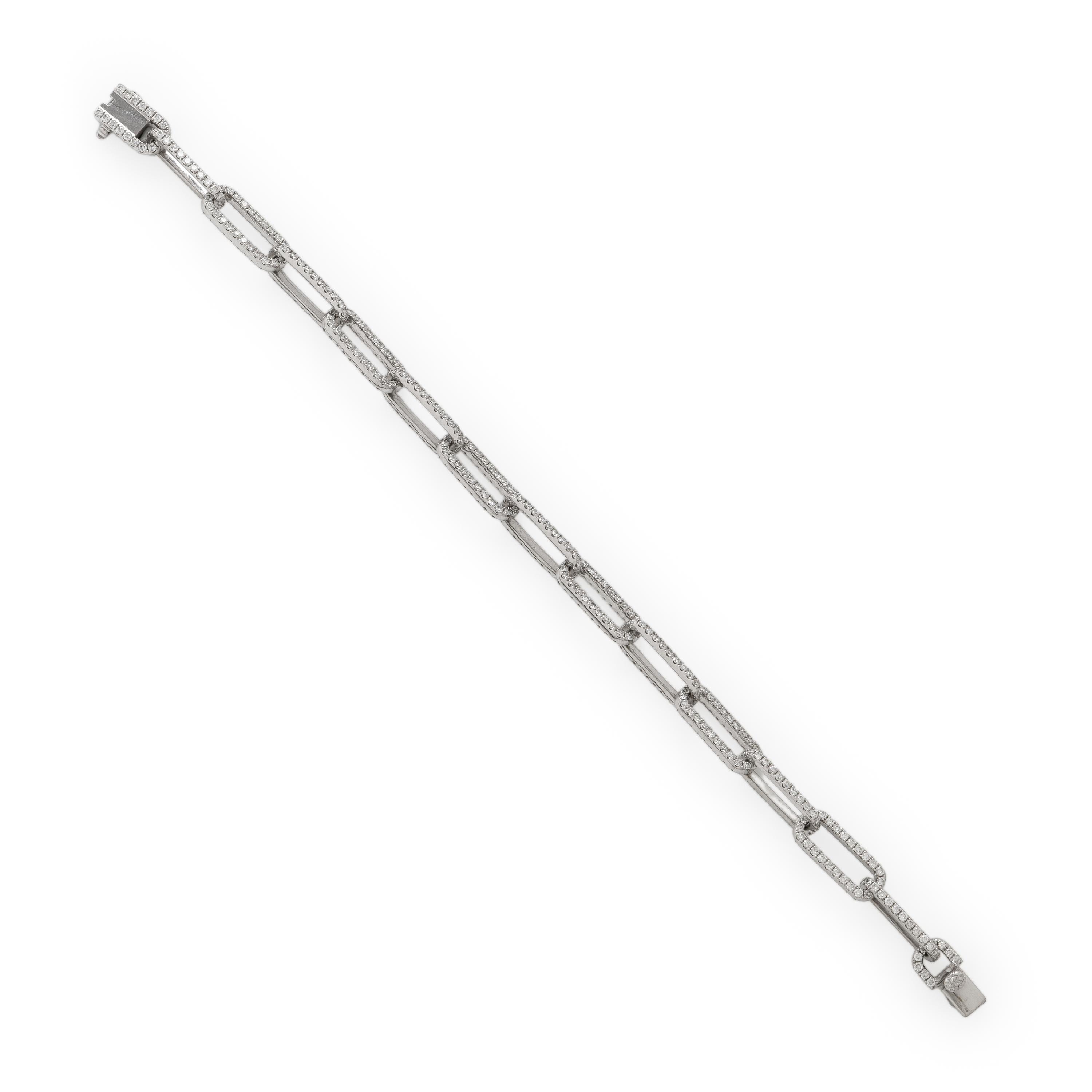 Diamond and White Gold Link Bracelet