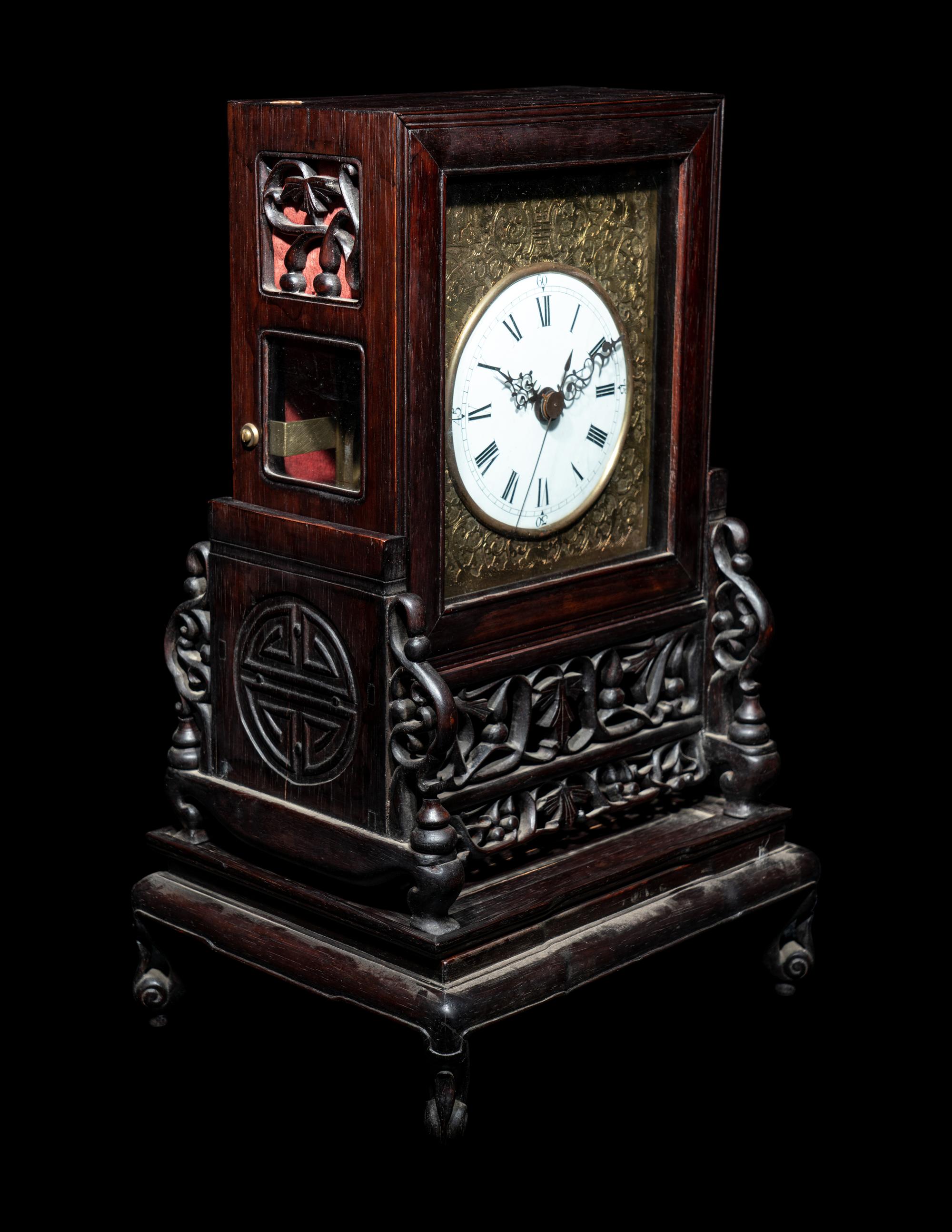A Chinese Export Rosewood Clock
