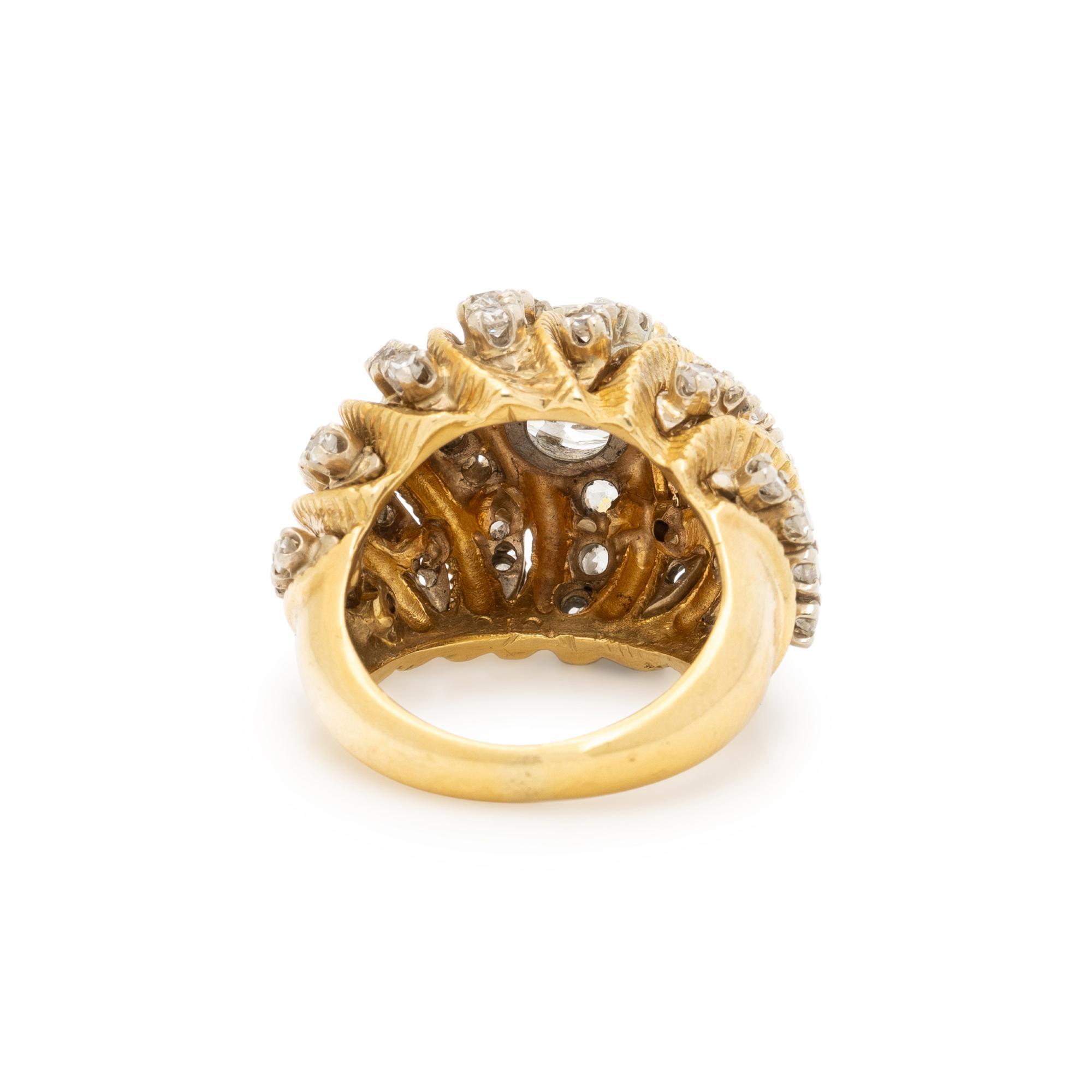 HAMMERMAN BROTHERS, DIAMOND, PLATINUM, AND YELLOW GOLD BOMBÉ RING