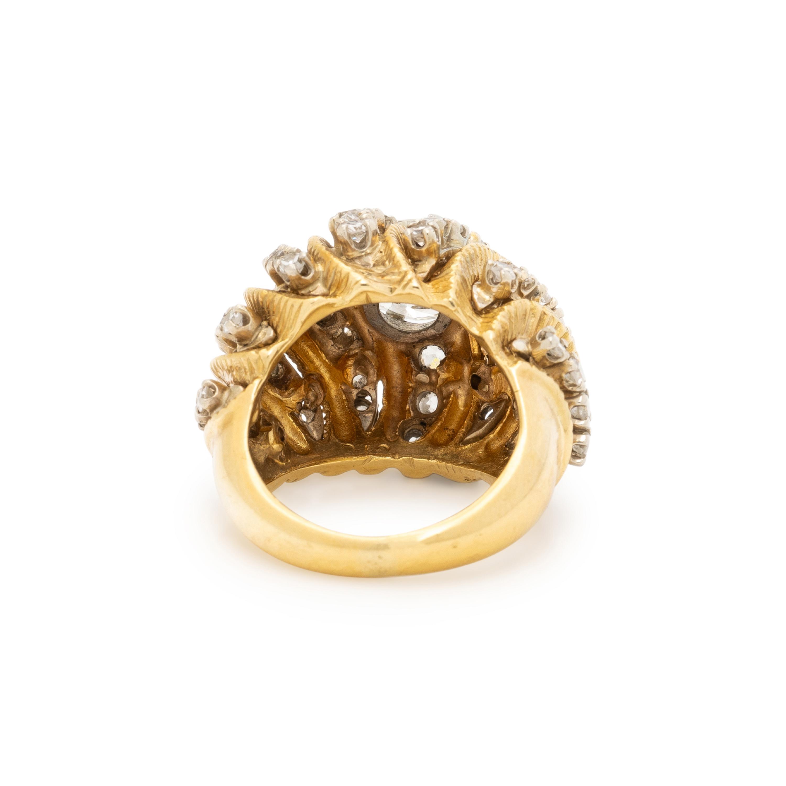 HAMMERMAN BROTHERS, DIAMOND, PLATINUM, AND YELLOW GOLD BOMBÉ RING