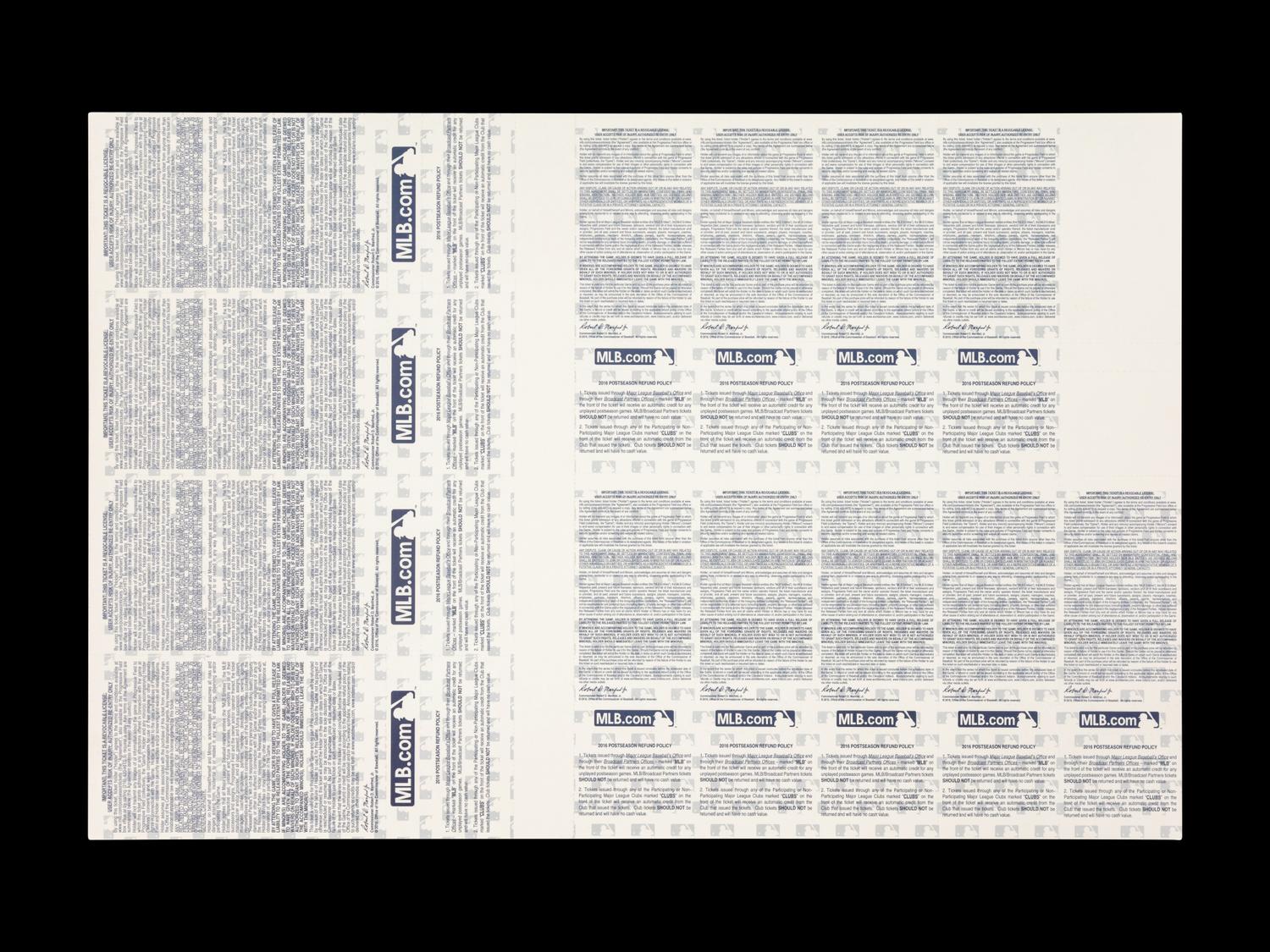 An Unused Sheet of Season Ticket Holder Cleveland Indians 2016 Postseason Tickets Including World Series Game 7 Cubs Clincher