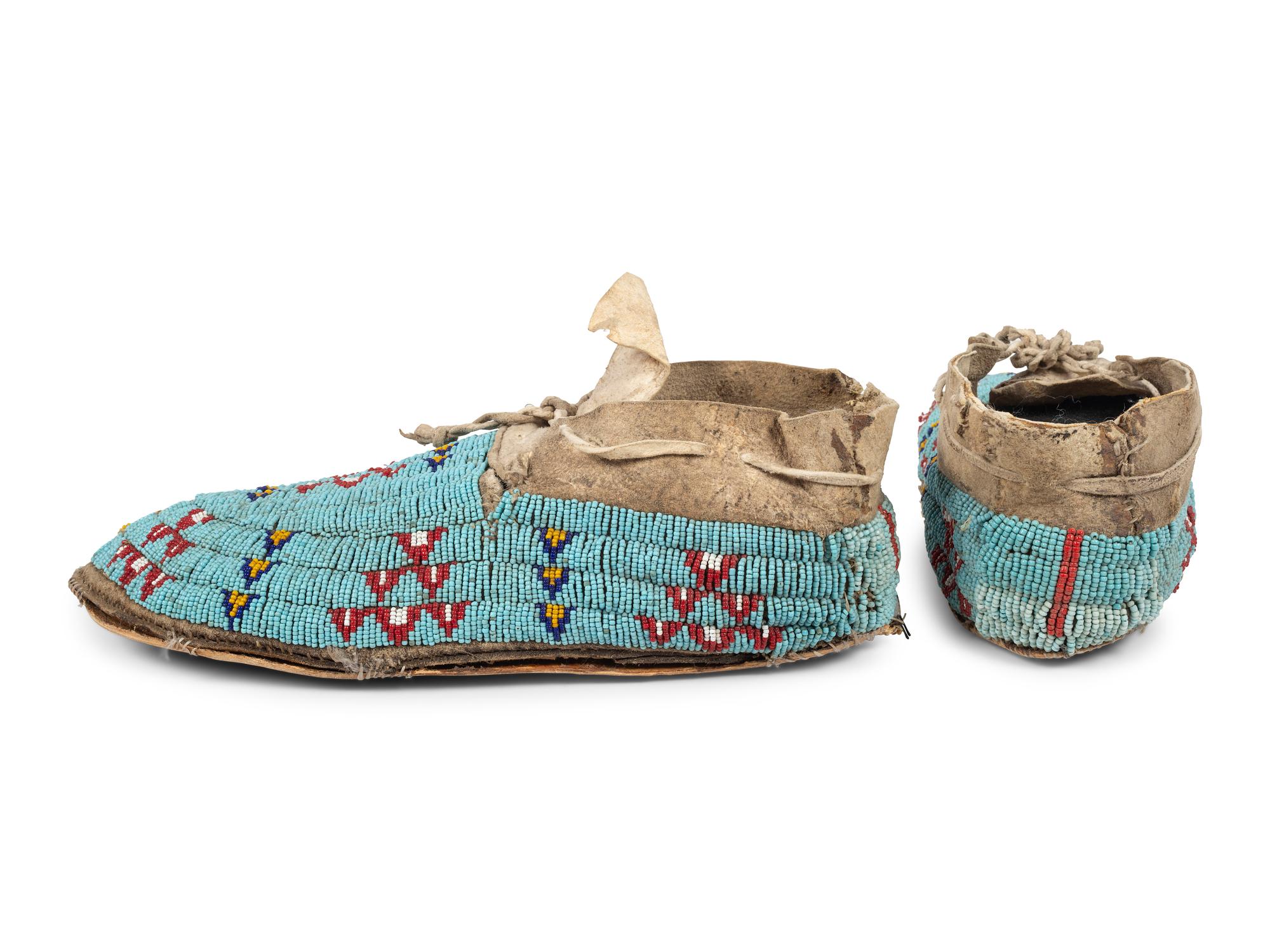 Northern Plains Beaded Hide Moccasins