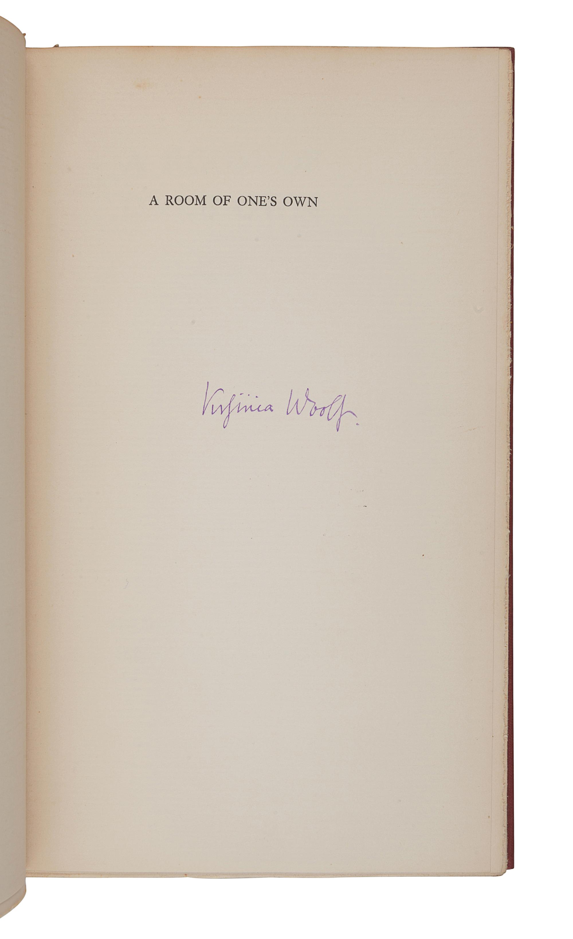 WOOLF, Virginia (1882-1941). A Room of One's Own . New York: The Fountain Press, London: Hogarth Press, 1929.