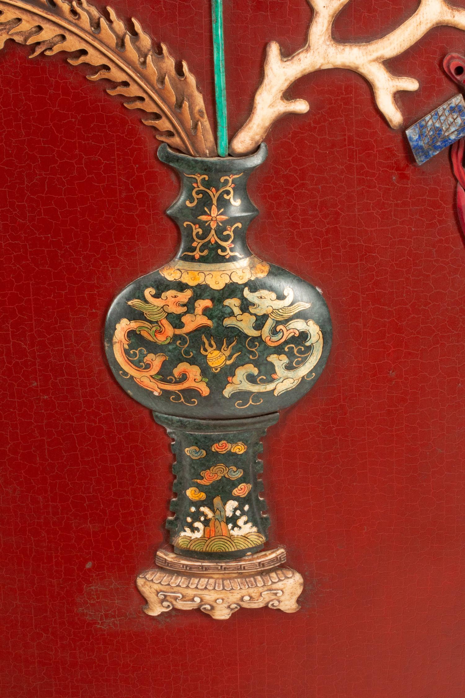 A Pair of Framed Chinese Hardstone-Inlaid Panels