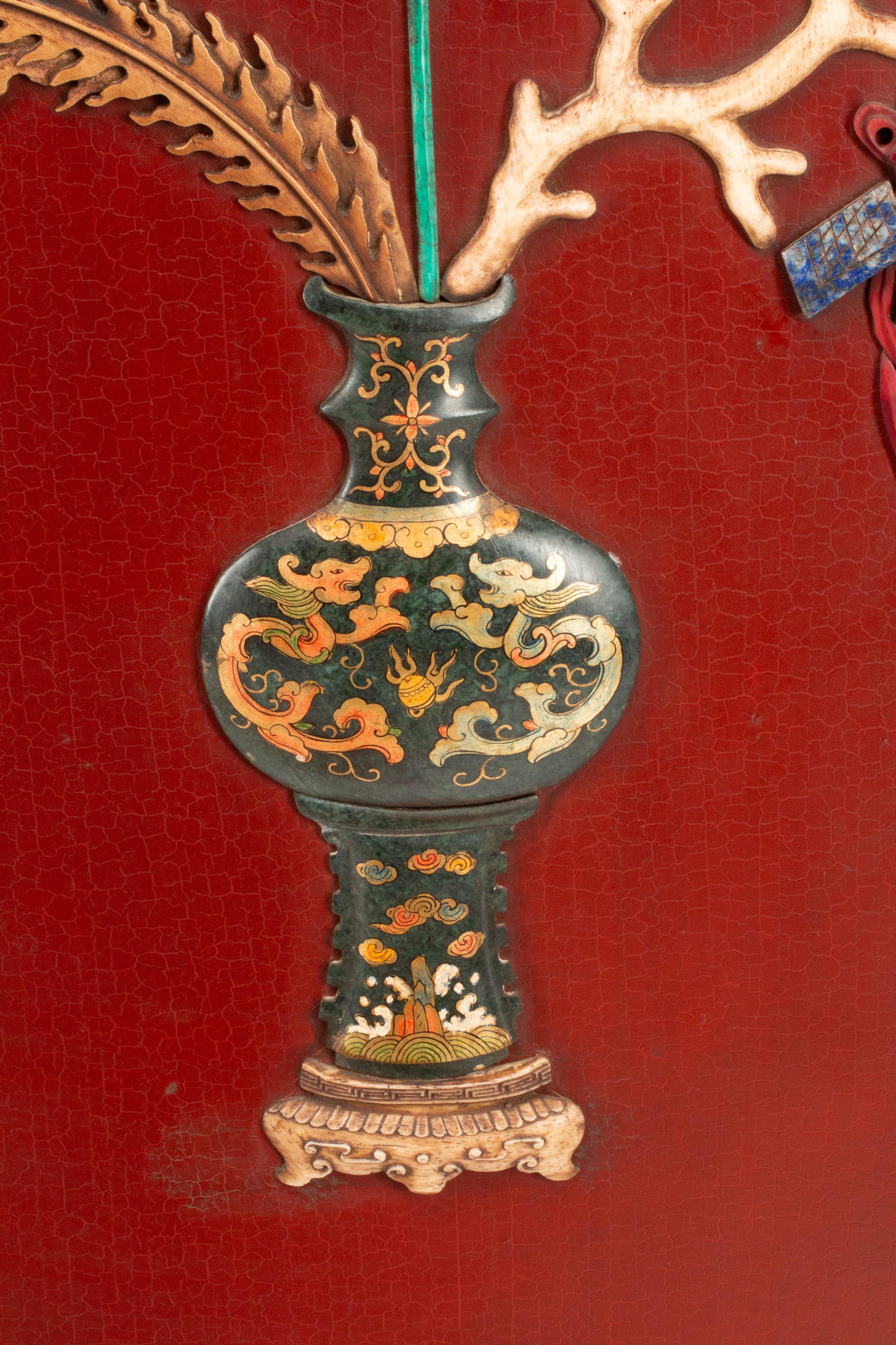 A Pair of Framed Chinese Hardstone-Inlaid Panels