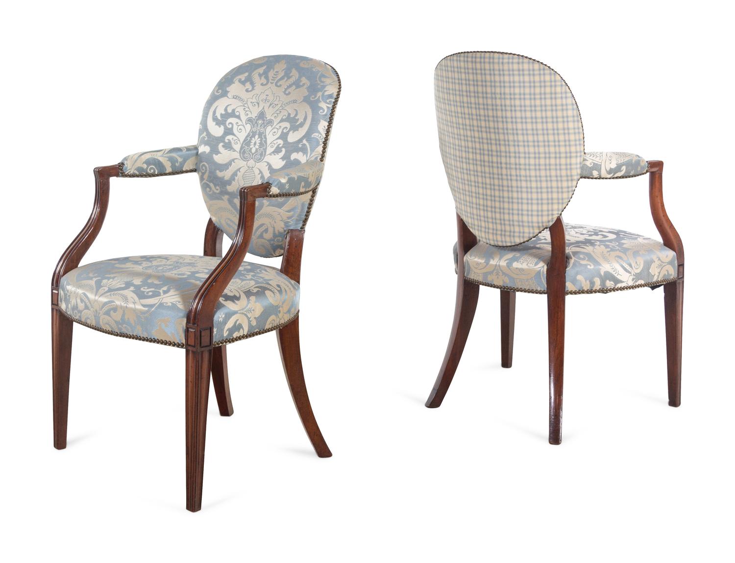 A Pair of George III Mahogany Armchairs