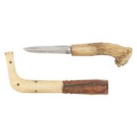Finnish Puukko Antler Hilt Carved Scabbard Knife Set