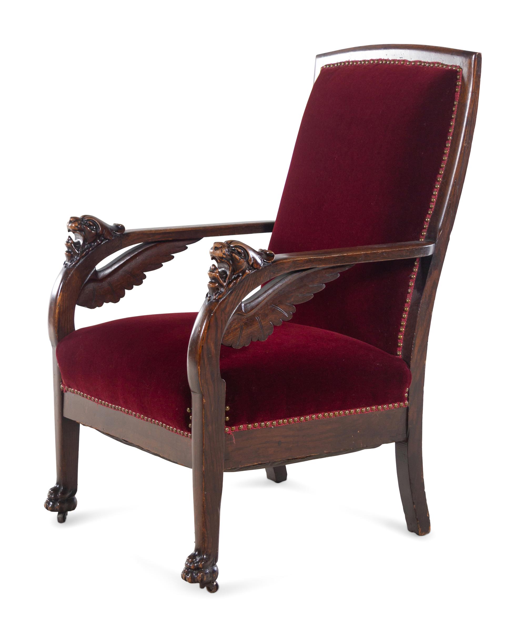 A Continental Carved Walnut Armchair
