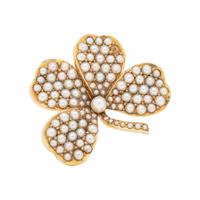 ANTIQUE, SEED PEARL CLOVER PENDANT/BROOCH