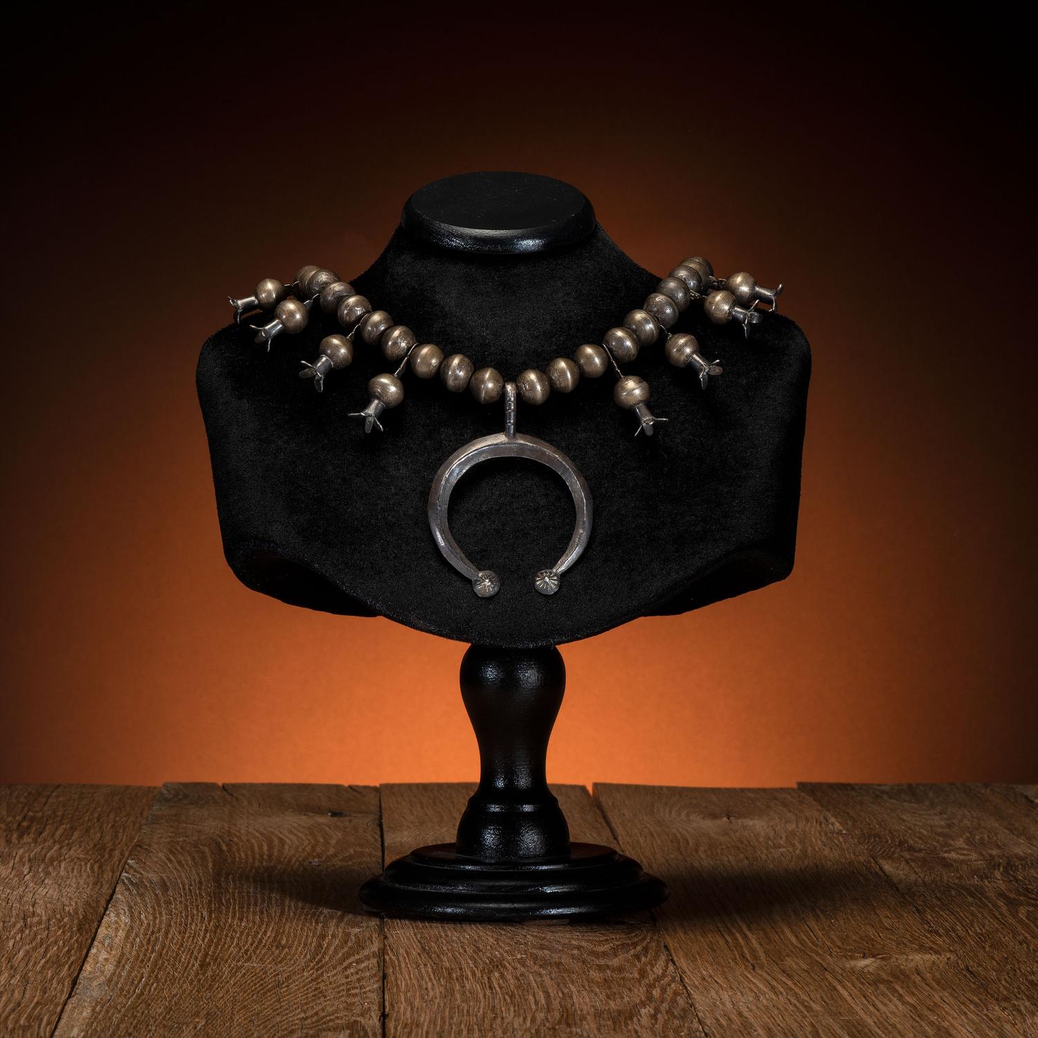 Early Navajo Squash Blossom Necklace
