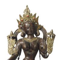 A Large Nepalese Style Patinated Bronze Figure of Tara, 20th Century