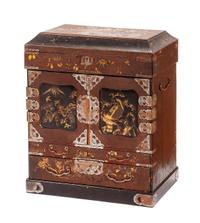 A Japanese Lacquered Table Cabinet Height 21 1/2 x width 18 x depth 9 inches.