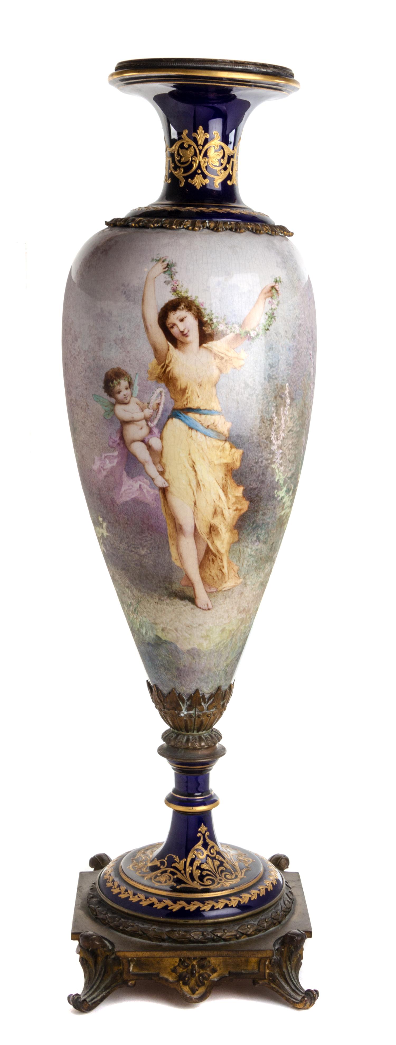 A Sevres Style Porcelain Urn Height 36 1/2 inches. — 19TH CENTURY