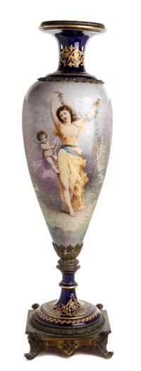 A Sevres Style Porcelain Urn Height 36 1/2 inches. — 19TH CENTURY