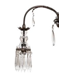 A Continental Bronze and Cut Glass Five-Light Chandelier