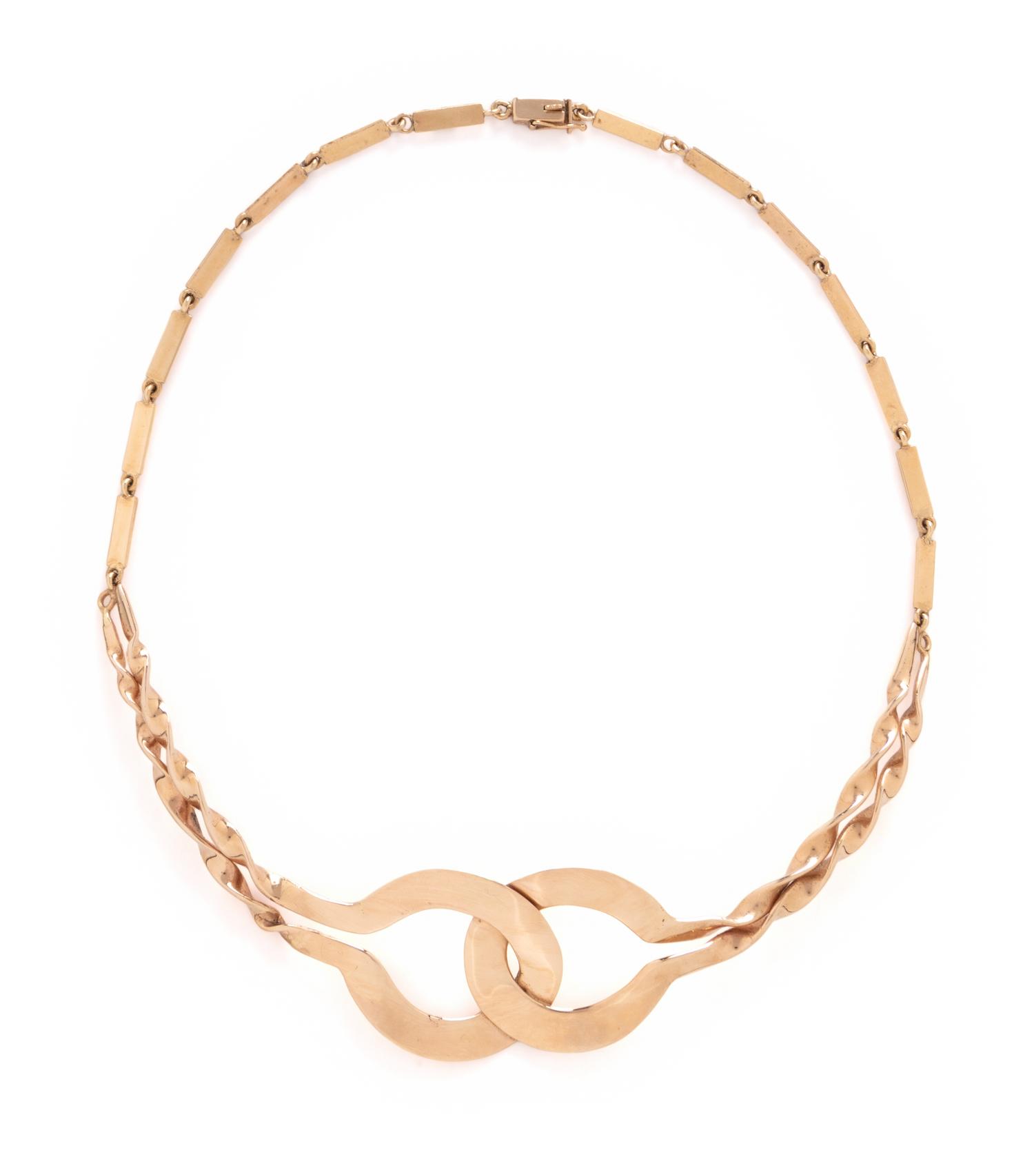 YELLOW GOLD HAIRPIN NECKLACE