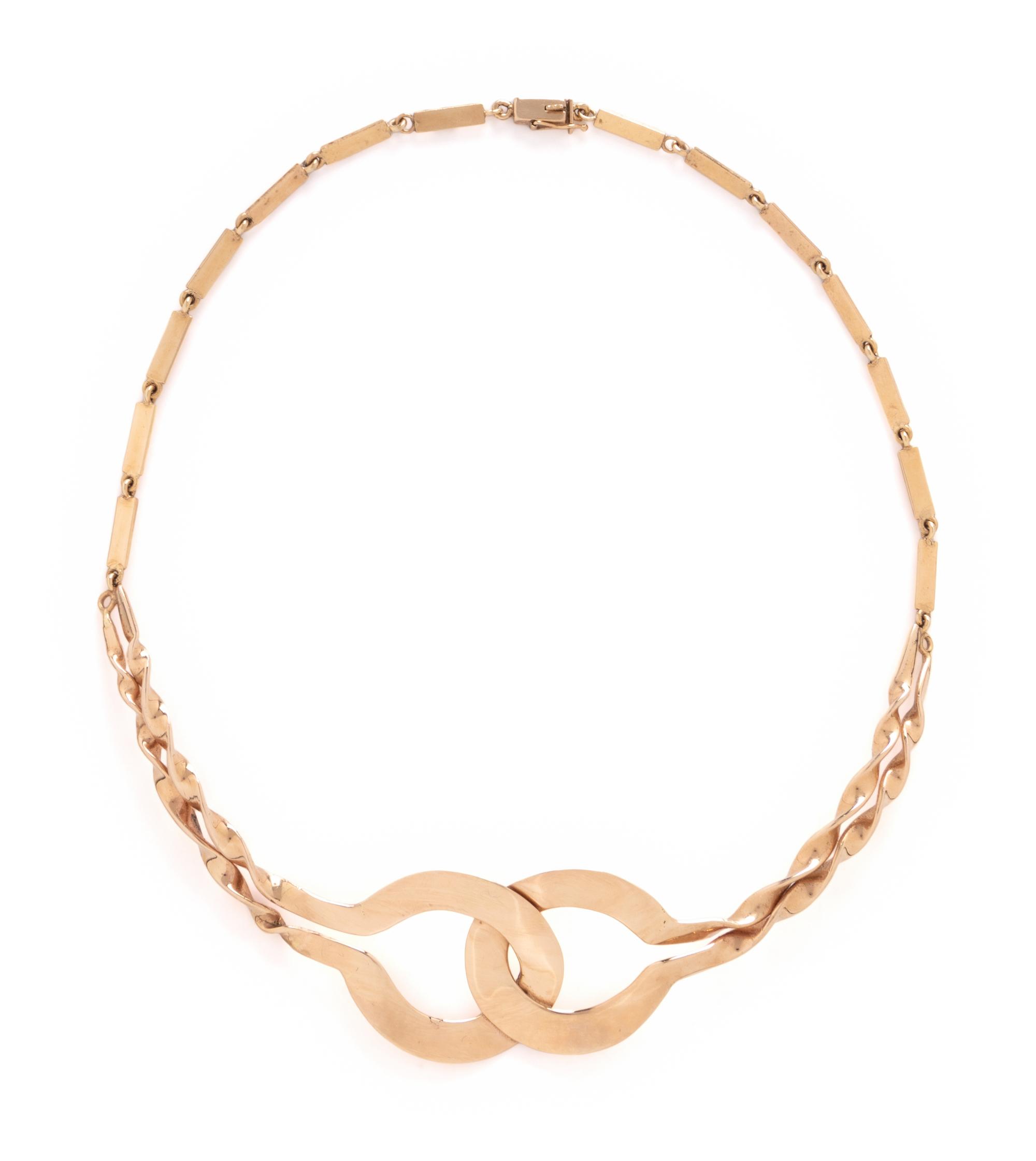 YELLOW GOLD HAIRPIN NECKLACE