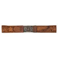 Silvered US Model 1851 Sword Belt Plate Engraved to A.C. Kennedy with Tooled Leather Belt