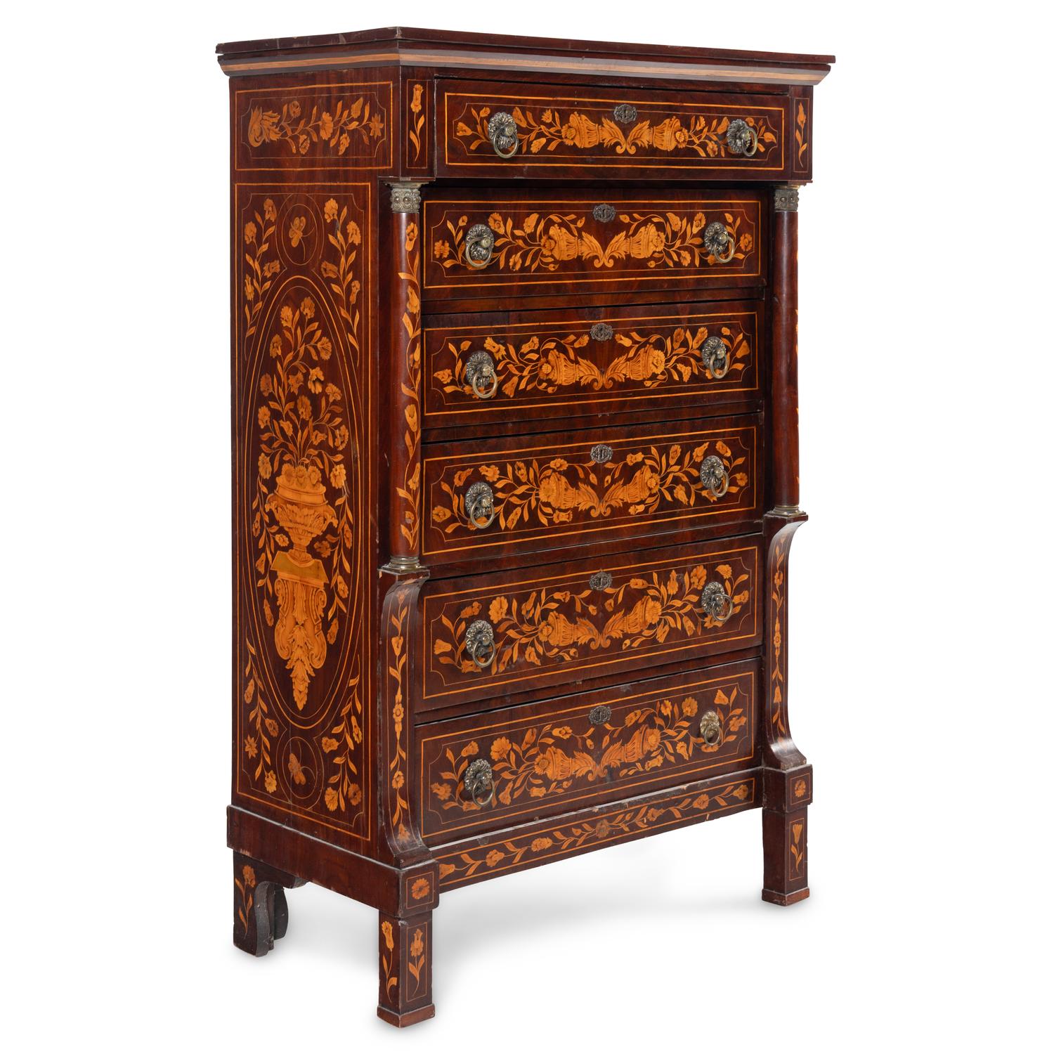 A Dutch Marquetry Chest of Drawers