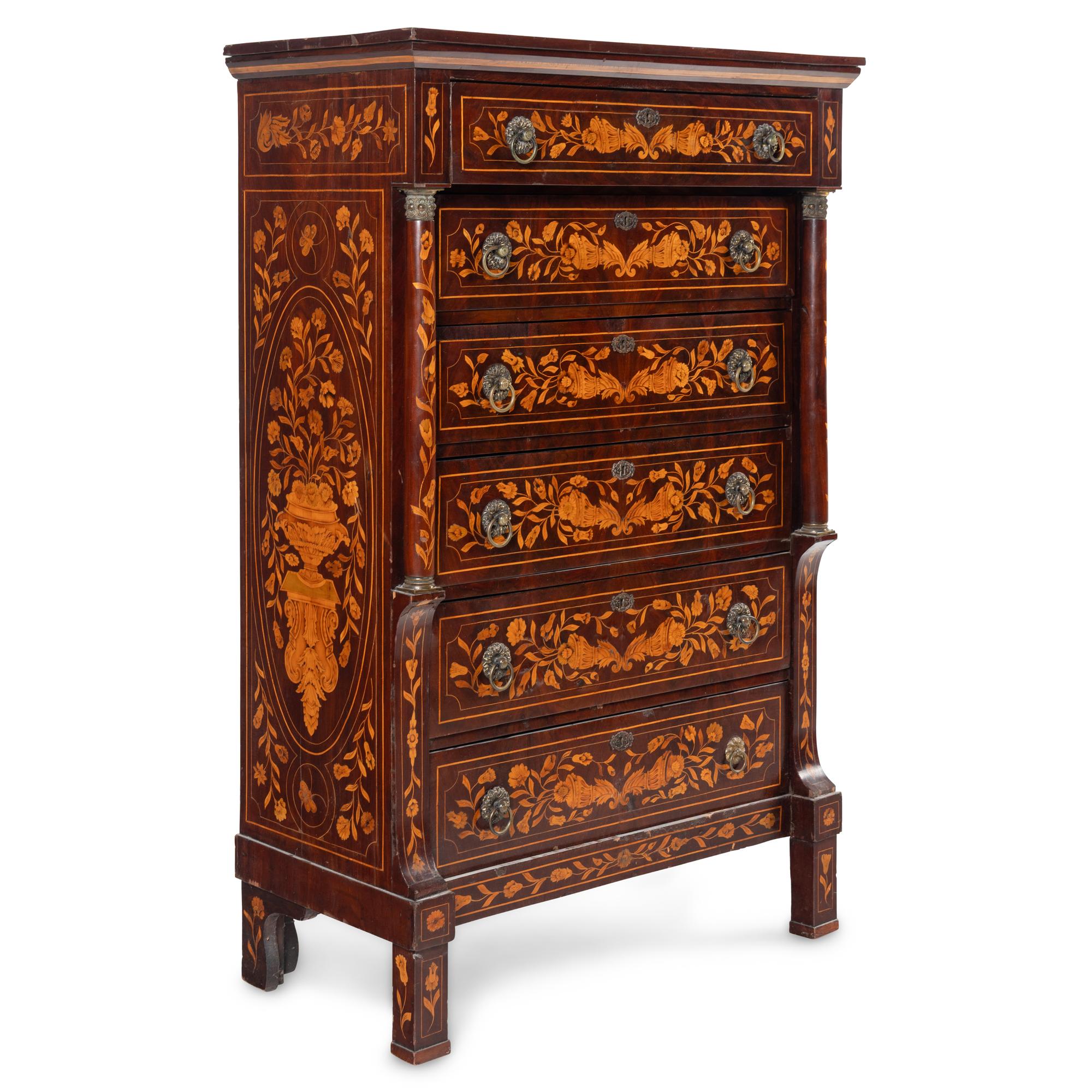 A Dutch Marquetry Chest of Drawers