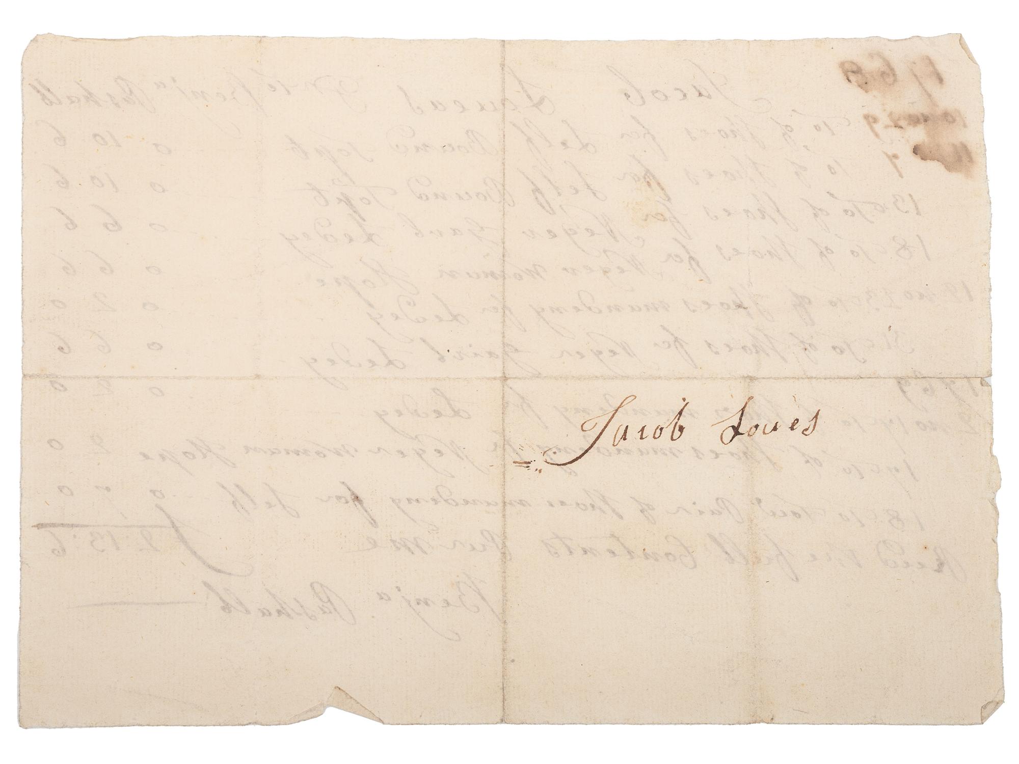 [SLAVERY & ABOLITION]. A receipt for goods including shoes purchased for the enslaved woman "Hope" and for the enslaved child "Ledey," 1768-1769.