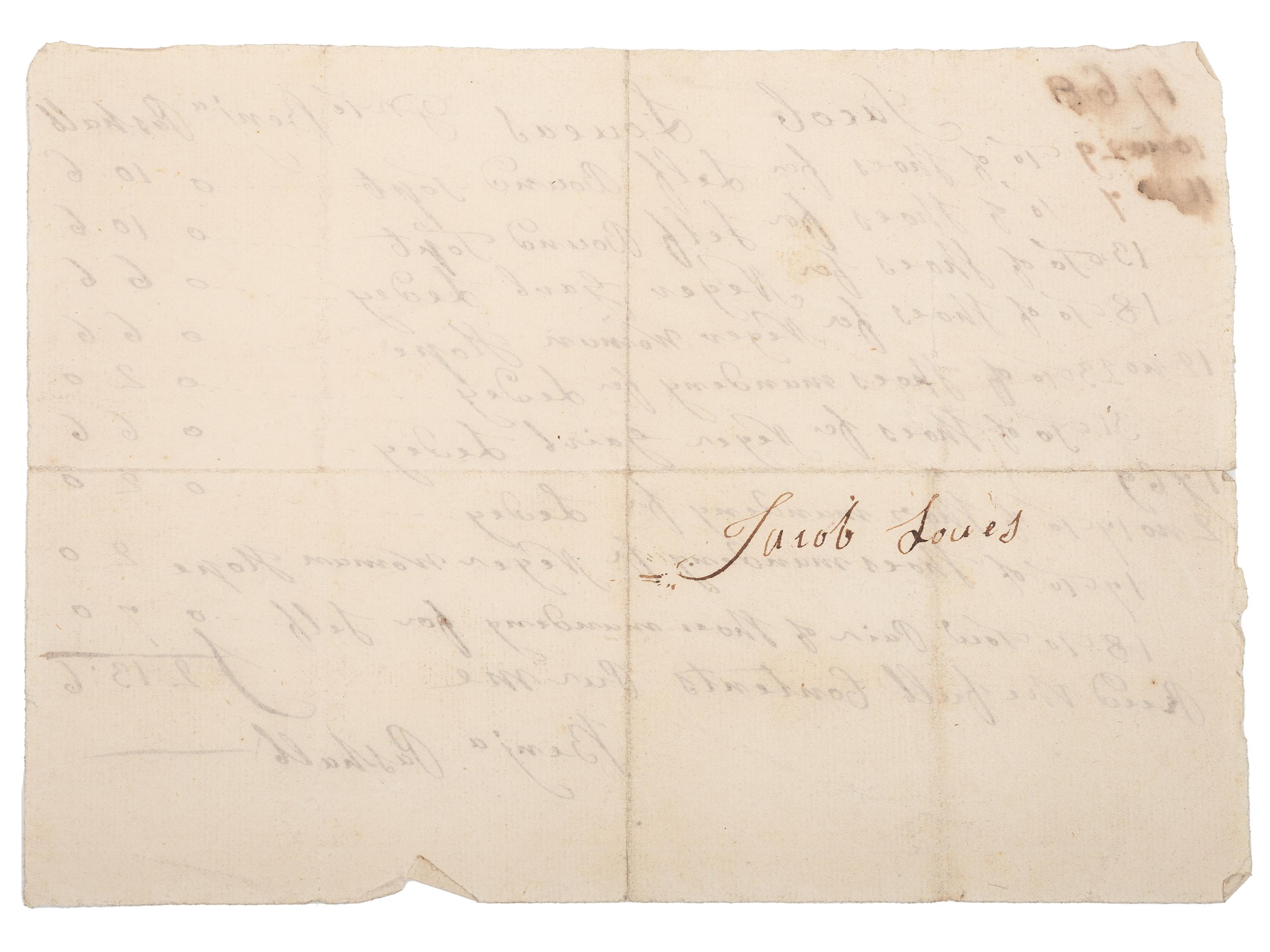 [SLAVERY & ABOLITION]. A receipt for goods including shoes purchased for the enslaved woman "Hope" and for the enslaved child "Ledey," 1768-1769.