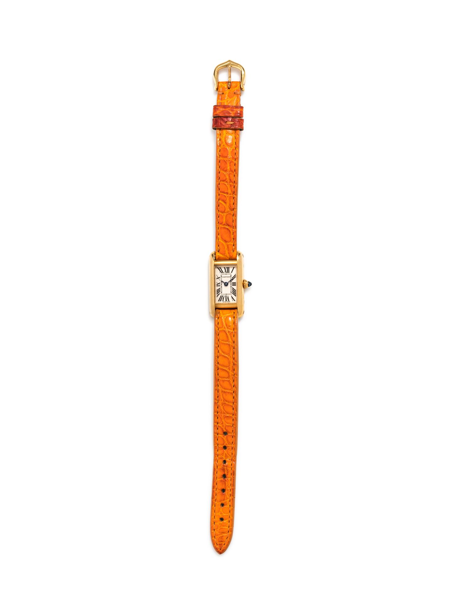 CARTIER, 18K YELLOW GOLD 'MINI TANK' WRISTWATCH