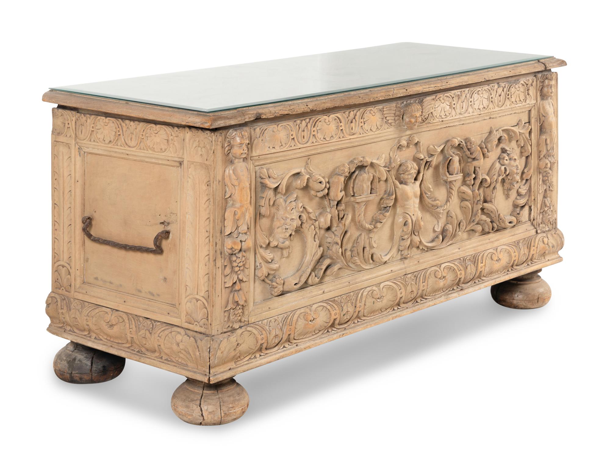 A Continental Carved Oak Cassone