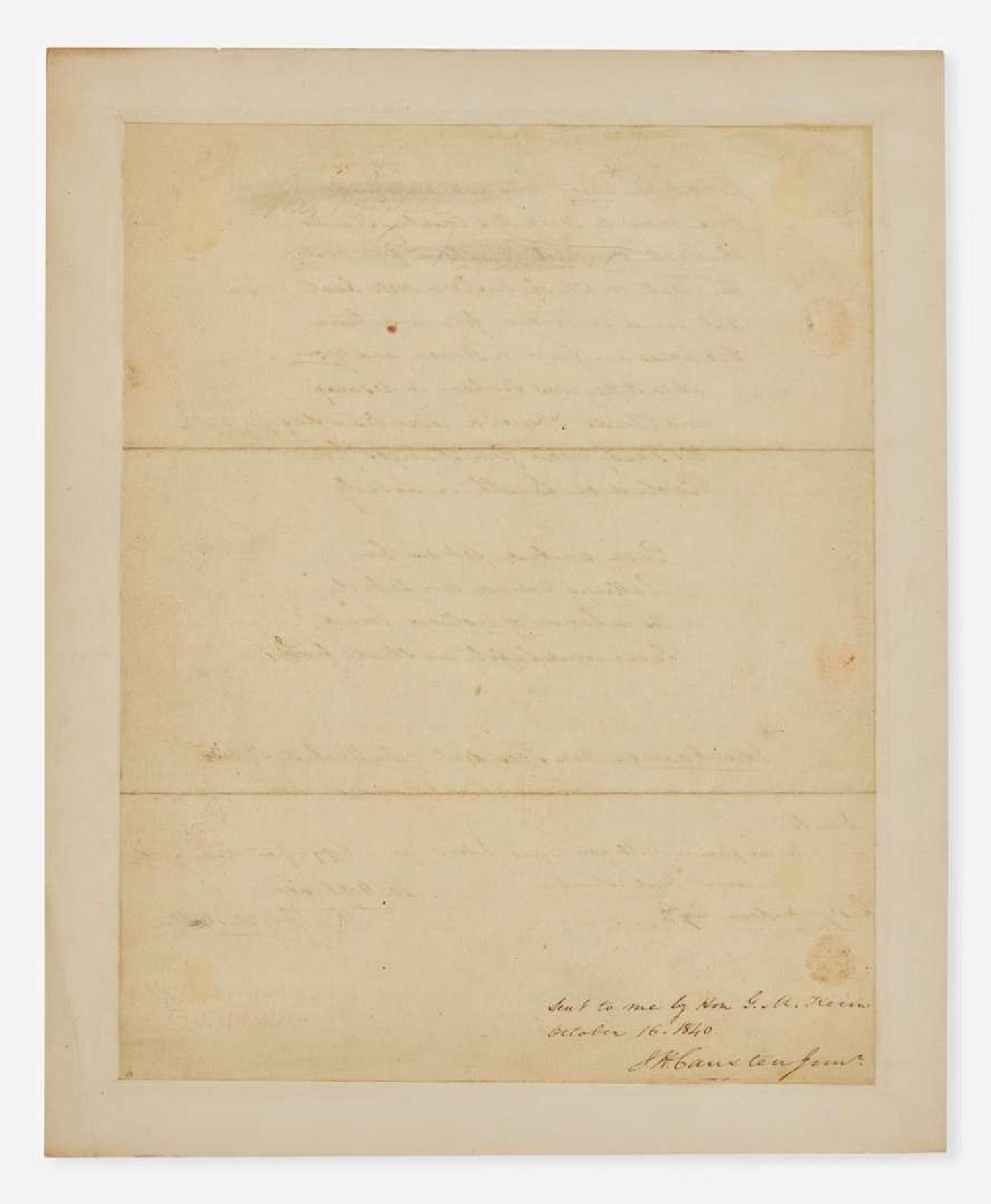 [Americana] [Hail Columbia] Hopkinson, Joseph: Autograph Copy of "Hail Columbia"