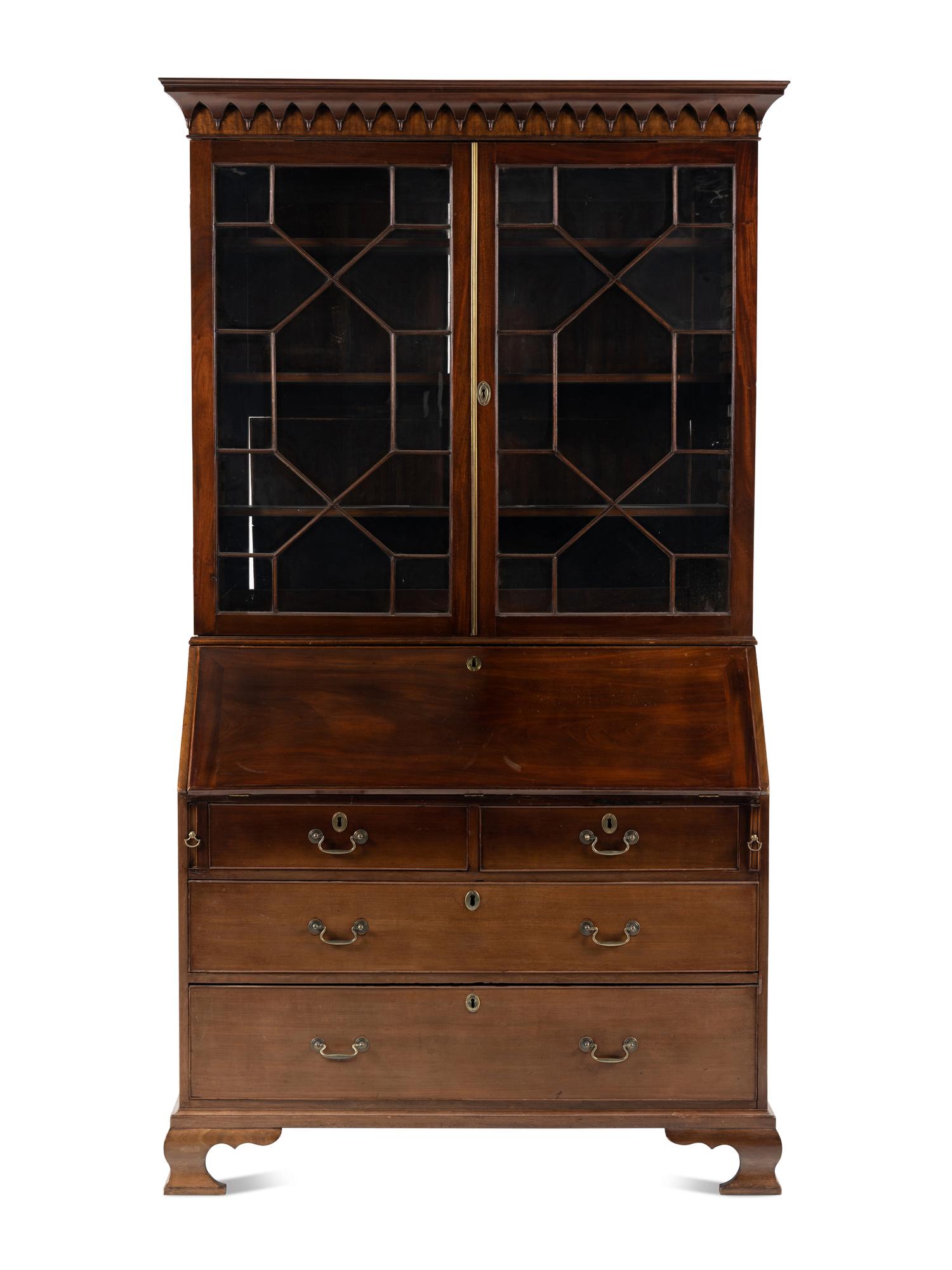 A George III Mahogany Bureau Bookcase