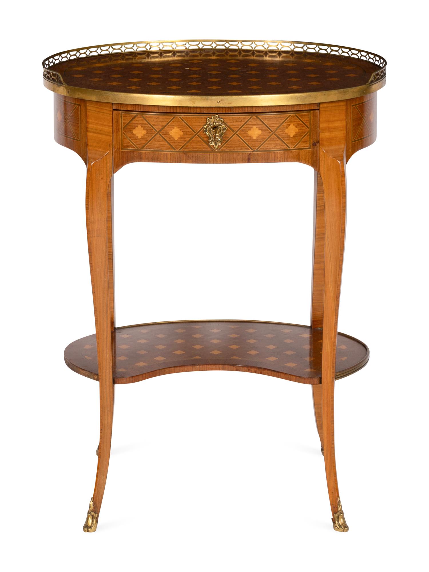 A Louis XV/XVI Transitional Style Marquetry Side Table