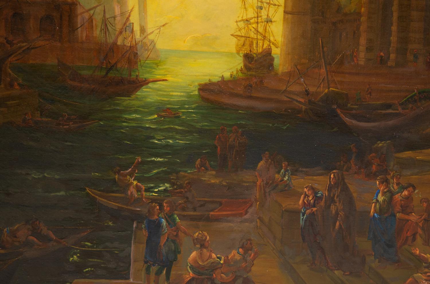 Sailing Ships in Harbor by Castle Keep