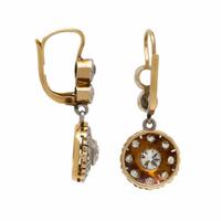 Antique, Platinum-Topped Gold and Diamond Earrings