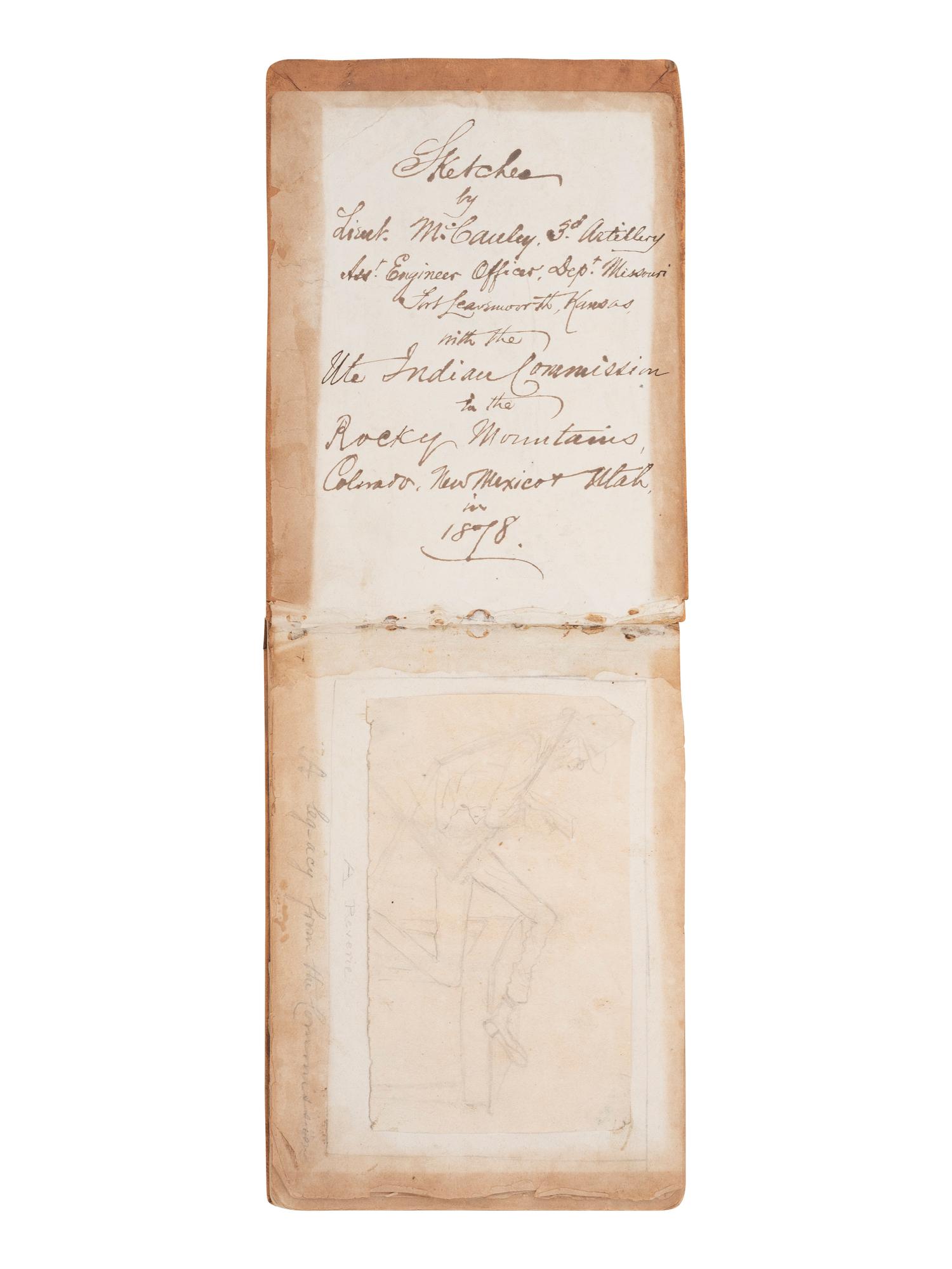 [WESTERN AMERICANA] -- [NATIVE AMERICANS]. Collection of sketches drawn and compiled by U.S. Army officer Charles A.H. McCauley while serving in various military posts, including Native American ledger art from the Los Piños Ute Indian Agency.