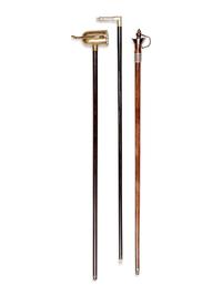 Two English Metal Mounted Whistle System Walking Sticks