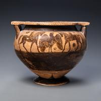 A Middle Corinthian Black-Figured Column Krater