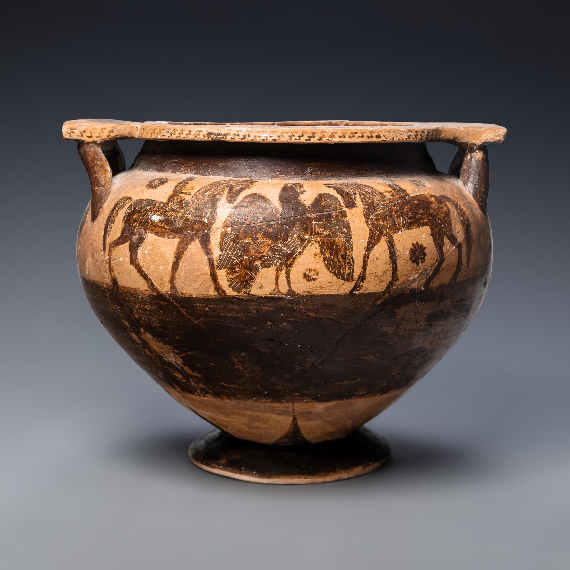 A Middle Corinthian Black-Figured Column Krater