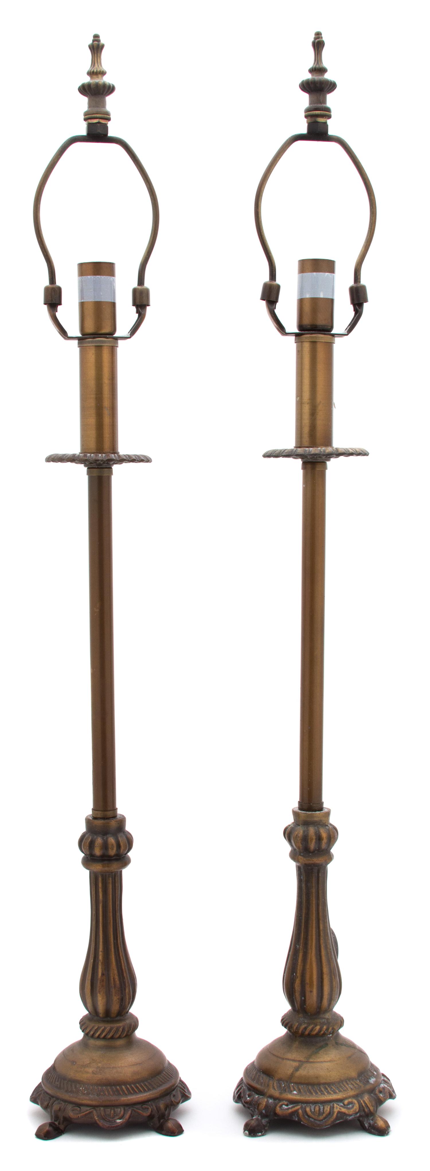 A Pair of French Metal Base Table Lamps Overall height 28 3/4 inches. — 20TH CENTURY