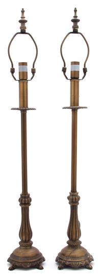 A Pair of French Metal Base Table Lamps Overall height 28 3/4 inches. — 20TH CENTURY