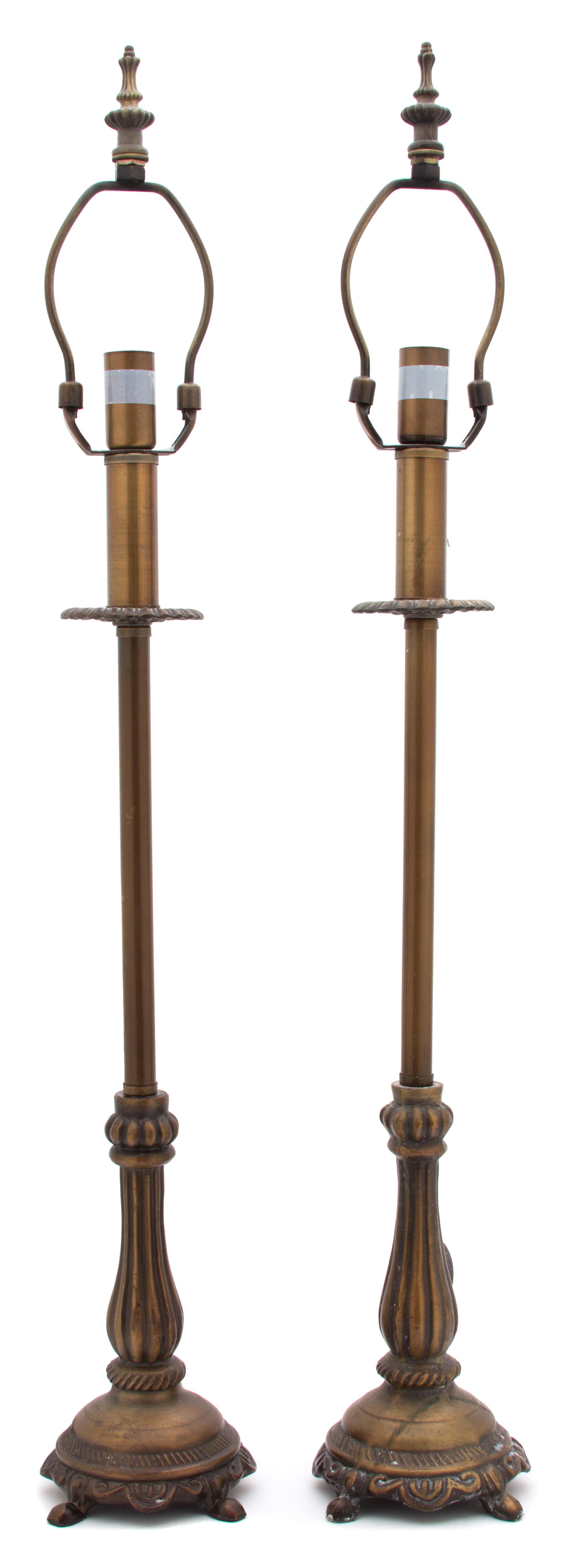 A Pair of French Metal Base Table Lamps Overall height 28 3/4 inches. — 20TH CENTURY