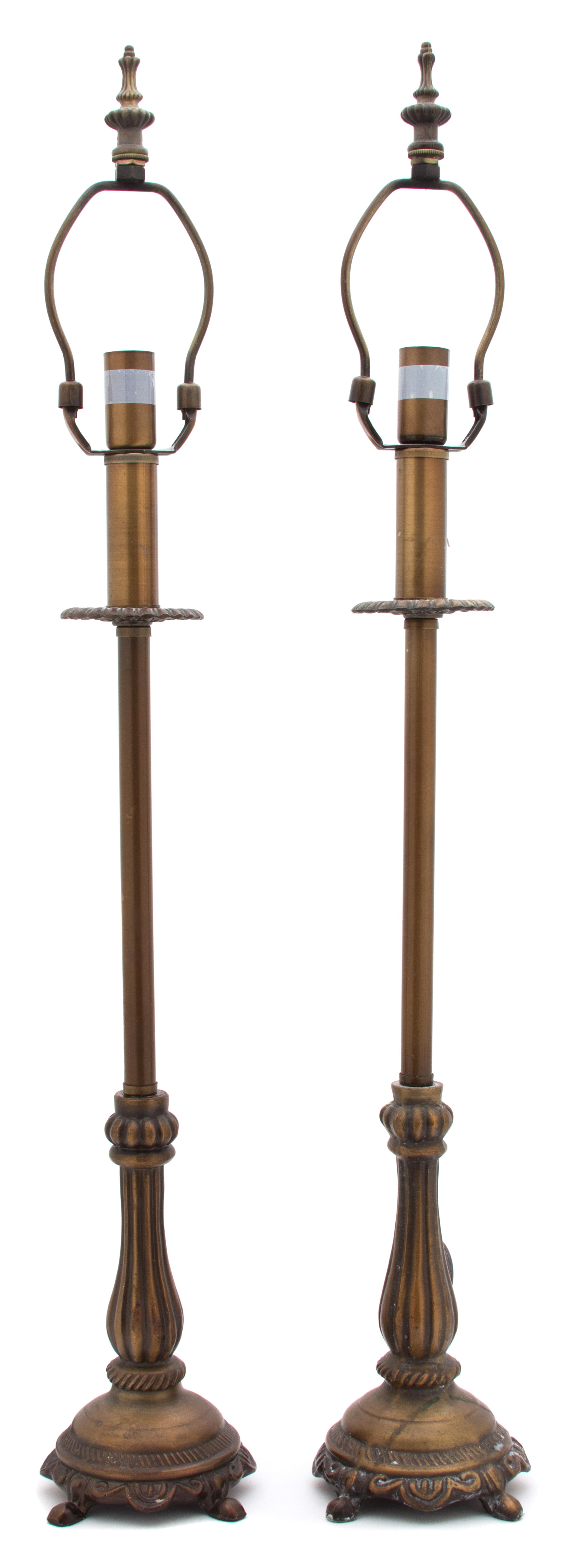 A Pair of French Metal Base Table Lamps Overall height 28 3/4 inches. — 20TH CENTURY